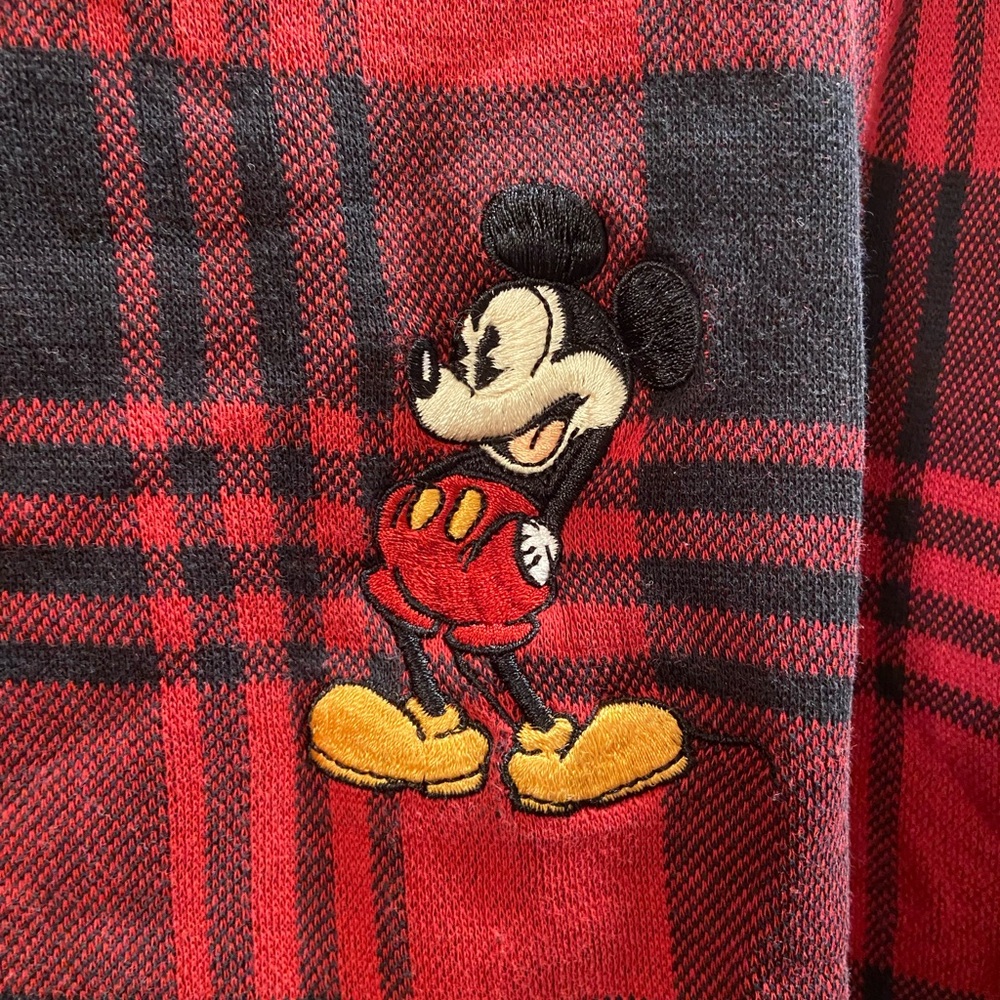 Vintage Disney Store Mickey Mouse Plaid Henley – Red/Black – Size XL - Picture 2 of 4